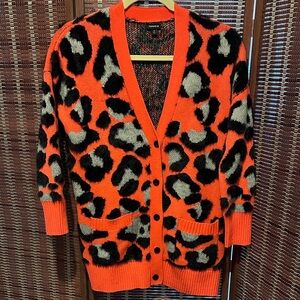 Torrid size 0 (Large/12) Pink Salmon Melon Neon Coral Leopard Cardigan